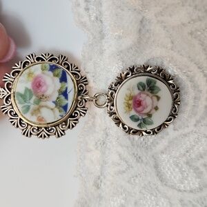 Floral Pendant Necklace with Silver Accents